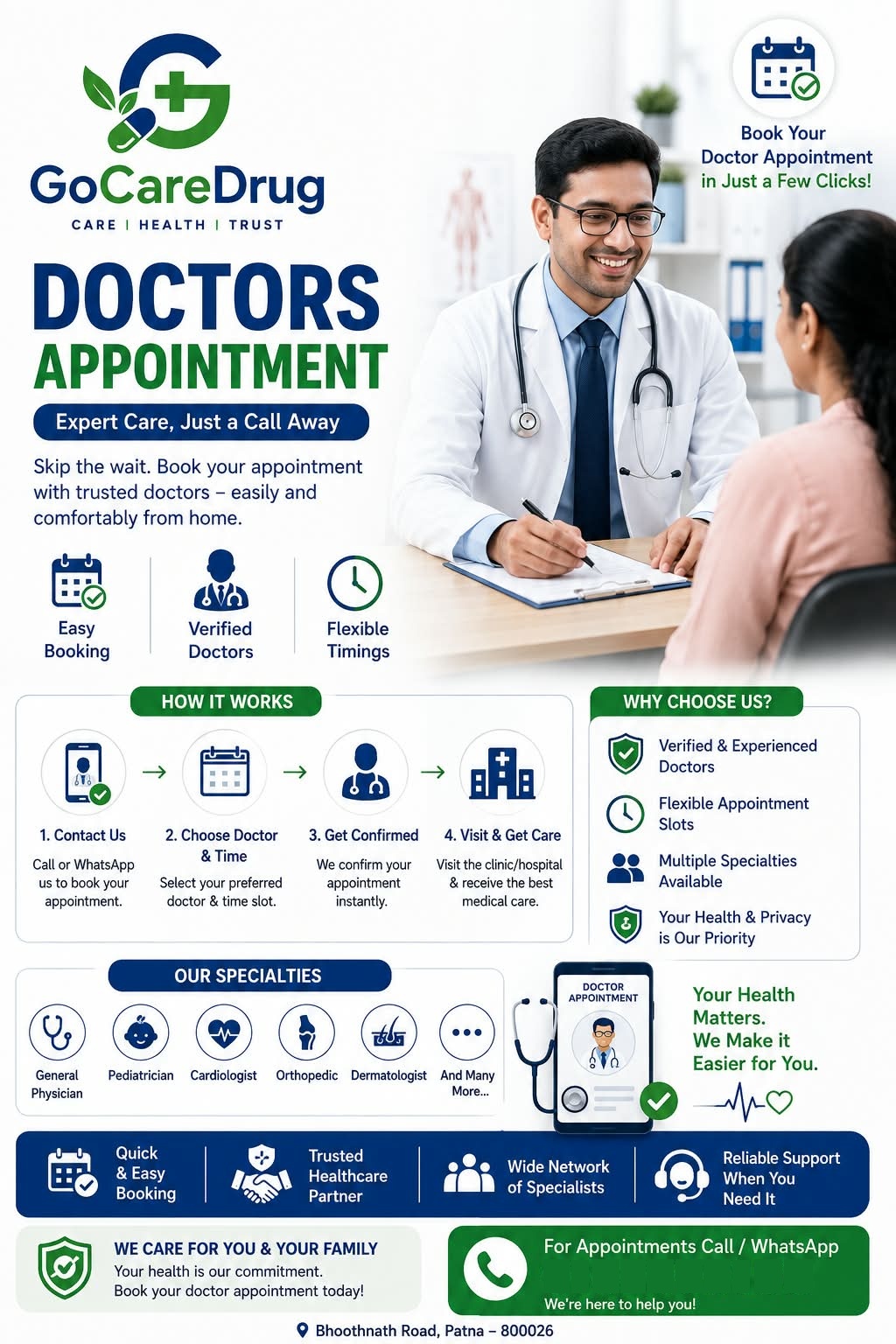 Doctor appointment assistance poster by GO CARE DRUG